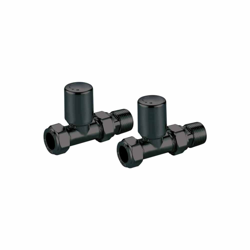 Scudo Straight Radiator Valves - Black - Pair