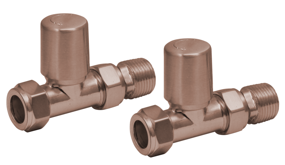 Scudo Brushed Bronze Straight Towel Rail Valves