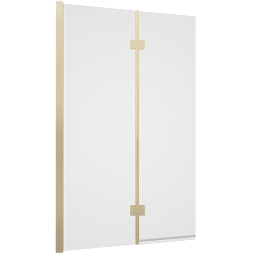 Tissino Messina Double Panel Left Hand Brushed Brass Hinged Bath Screen