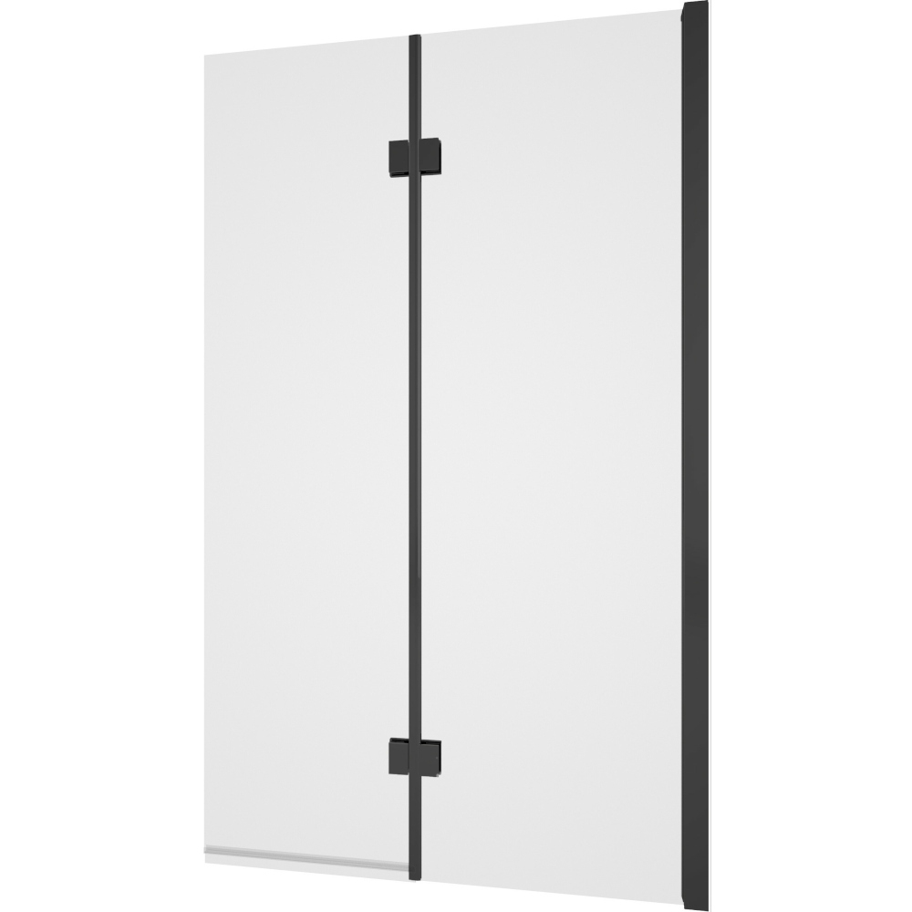Tissino Messina Double Panel Right Hand Matt Black Hinged Bath Screen