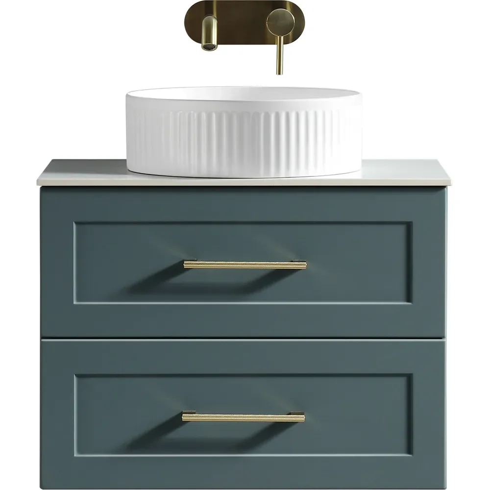 Tailored Bakewell 600mm Smoked Sage Wall Hung Vanity Drawer Unit with Counter Top