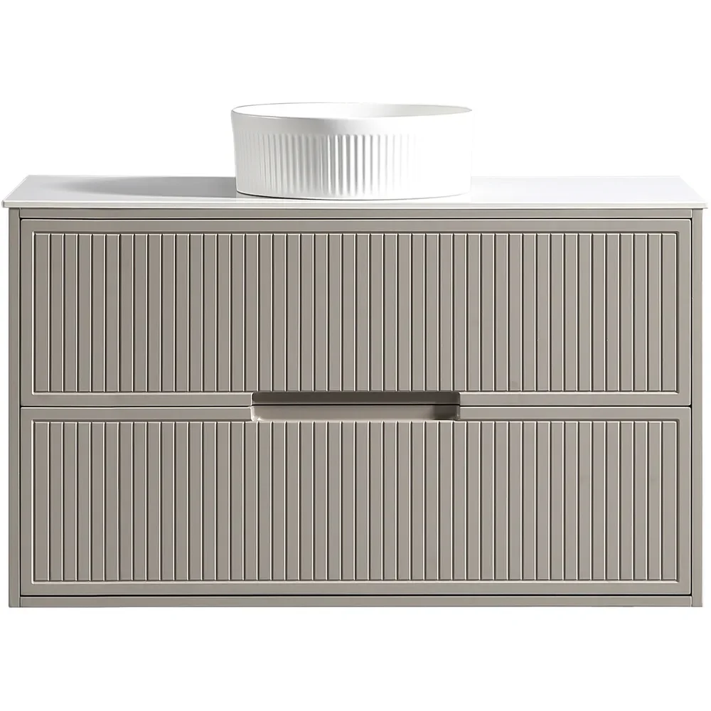 Tailored Bolzana 1000mm Soft Coffee Wall Hung Vanity Drawer Unit with Countertop