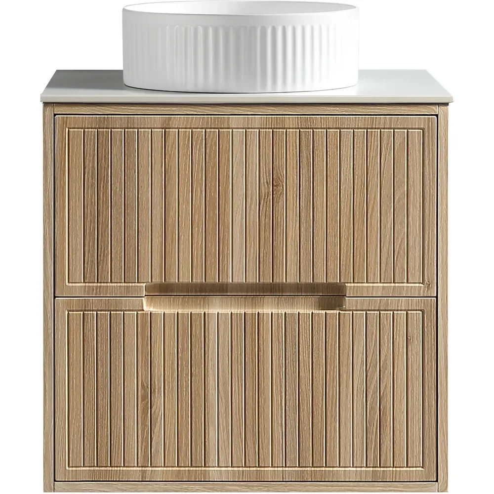 Tailored Bolzana 600mm Country Oak Wall Hung Vanity Drawer Unit with Counter Top