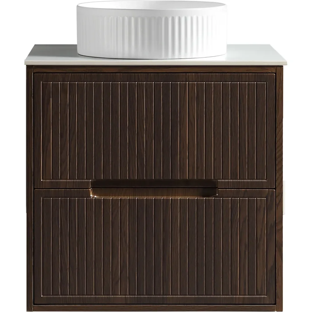 Tailored Bolzana 600mm Espresso Oak Wall Hung Vanity Drawer Unit with Countertop