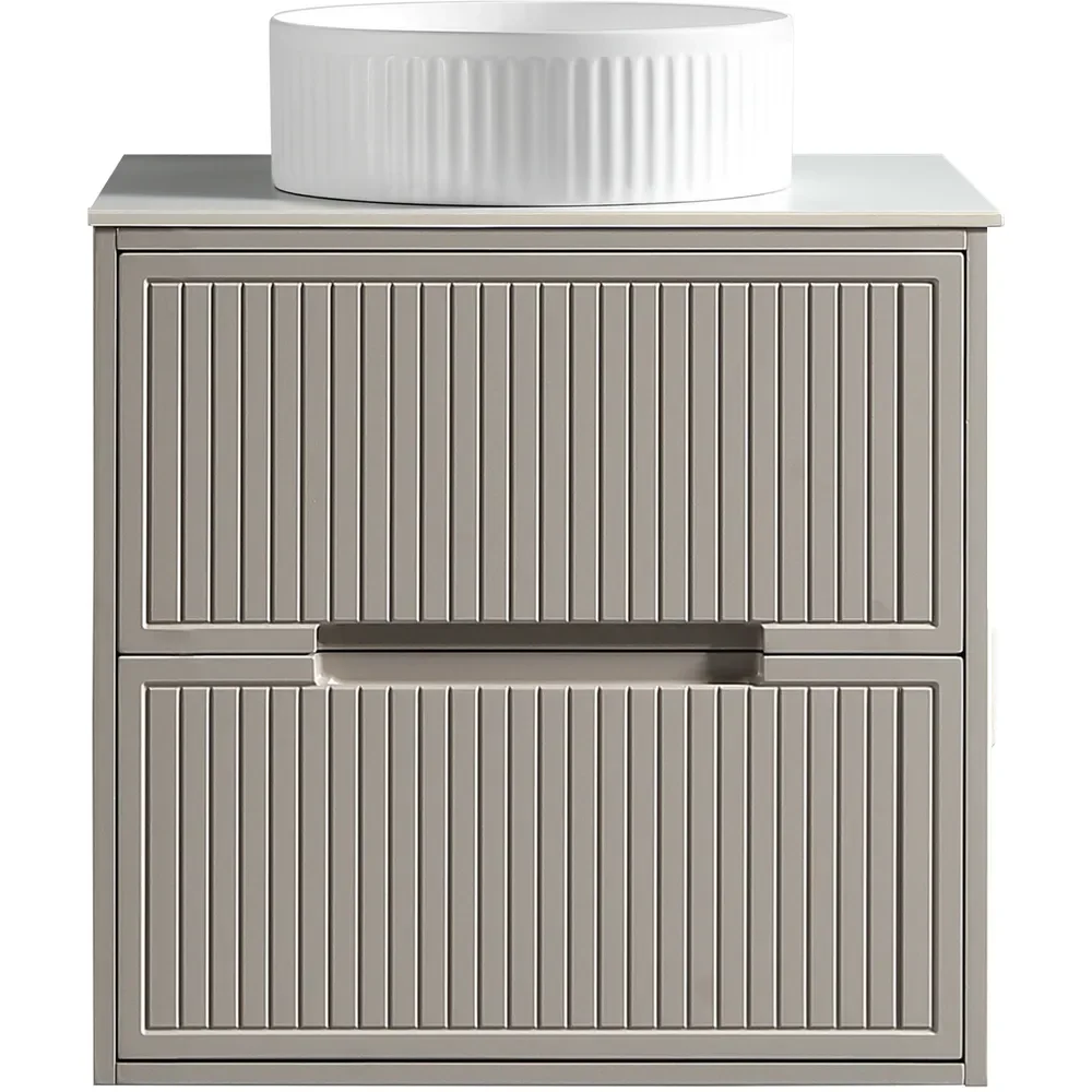 Tailored Bolzana 600mm Soft Coffee Wall Hung Vanity Drawer Unit with Countertop