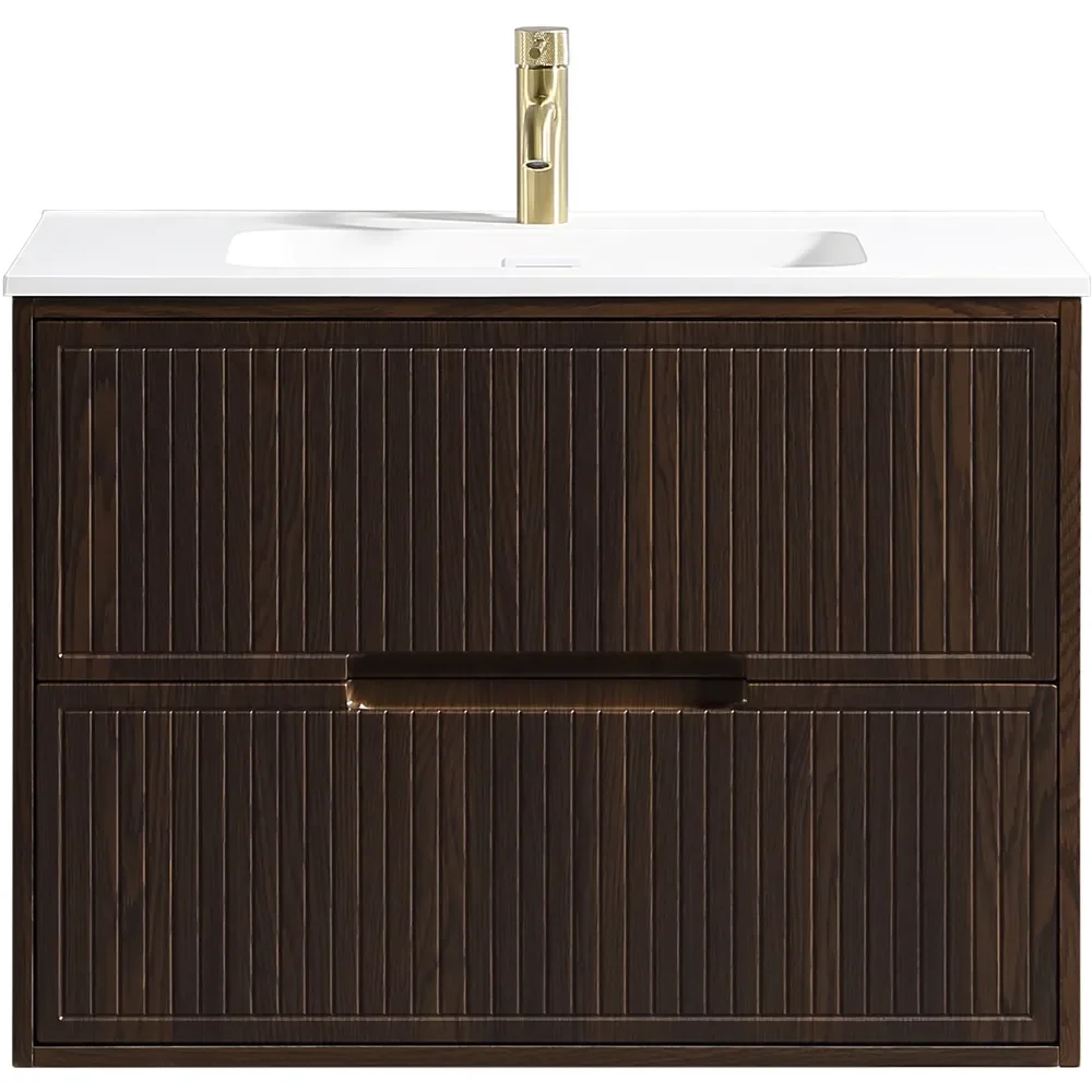 Tailored Bolzana 800mm Espresso Oak Wall Hung Vanity Drawer Unit