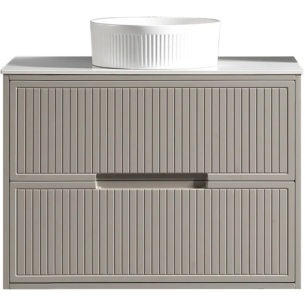 Tailored Bolzana 800mm Soft Coffee Wall Hung Vanity Drawer Unit with Countertop