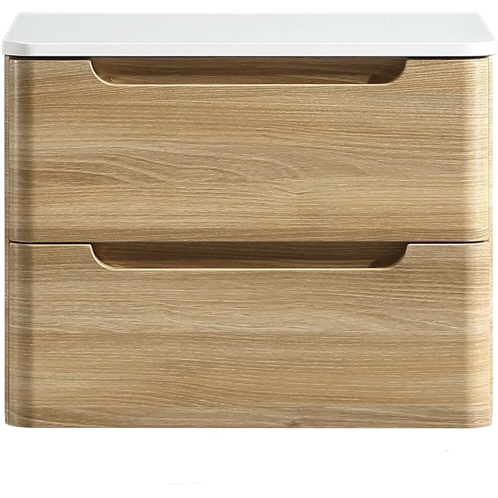 Tailored Monza 500mm Country Oak Wall Hung Vanity Drawer Unit with Countertop