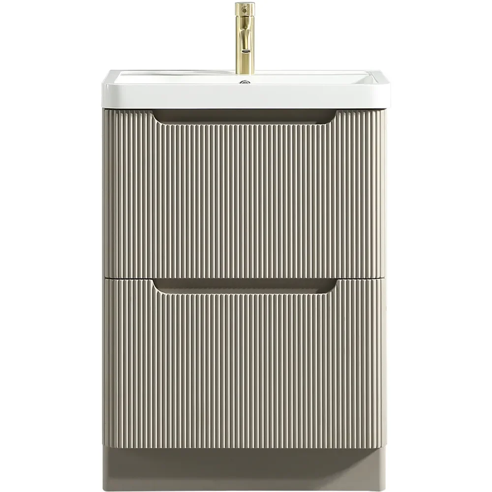 Tailored Monza 600mm Fluted Soft Coffee Wall Hung Vanity Unit with Basin