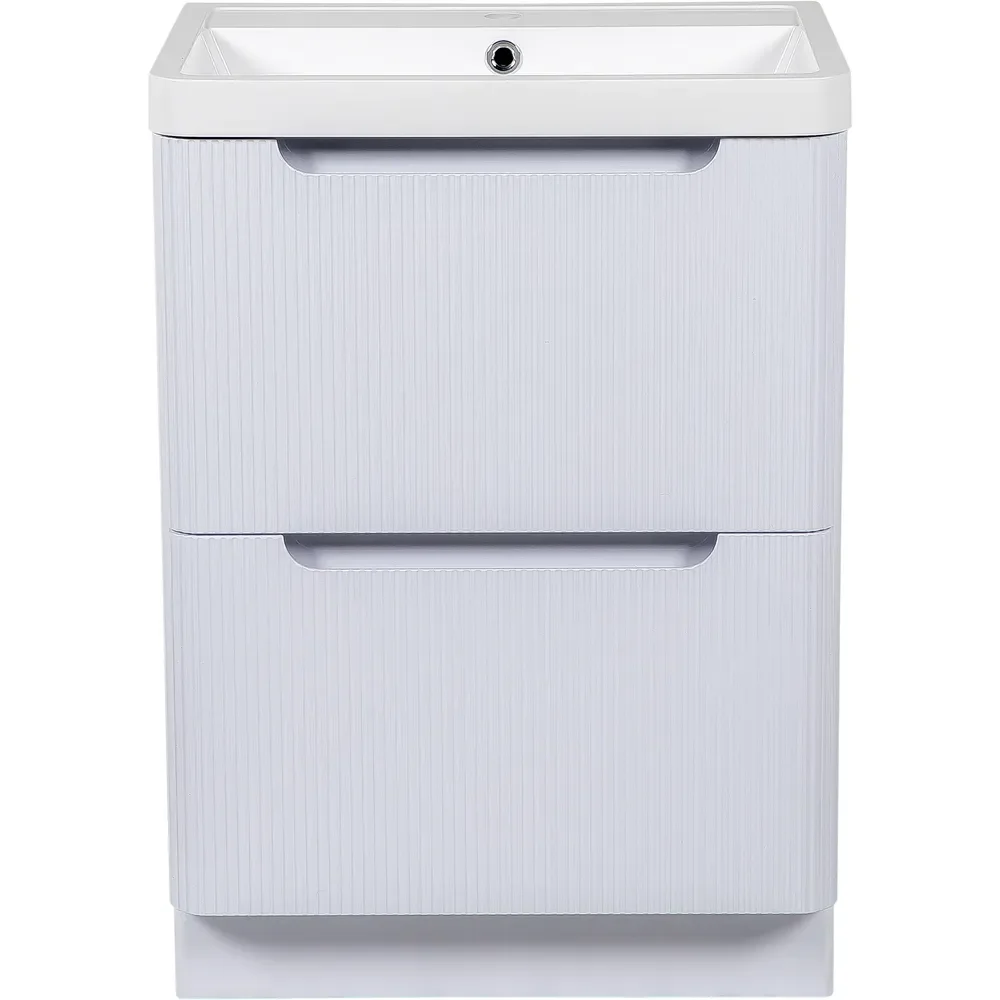 Tailored Monza 600mm Fluted White Gloss Wall Hung Vanity Unit with Basin