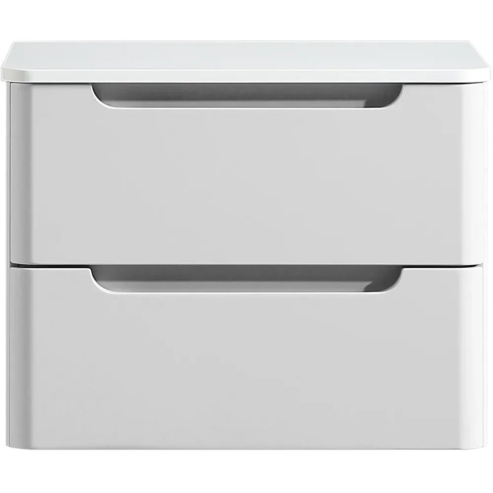 Tailored Monza 500mm Gloss White Wall Hung Vanity Drawer Unit with Countertop