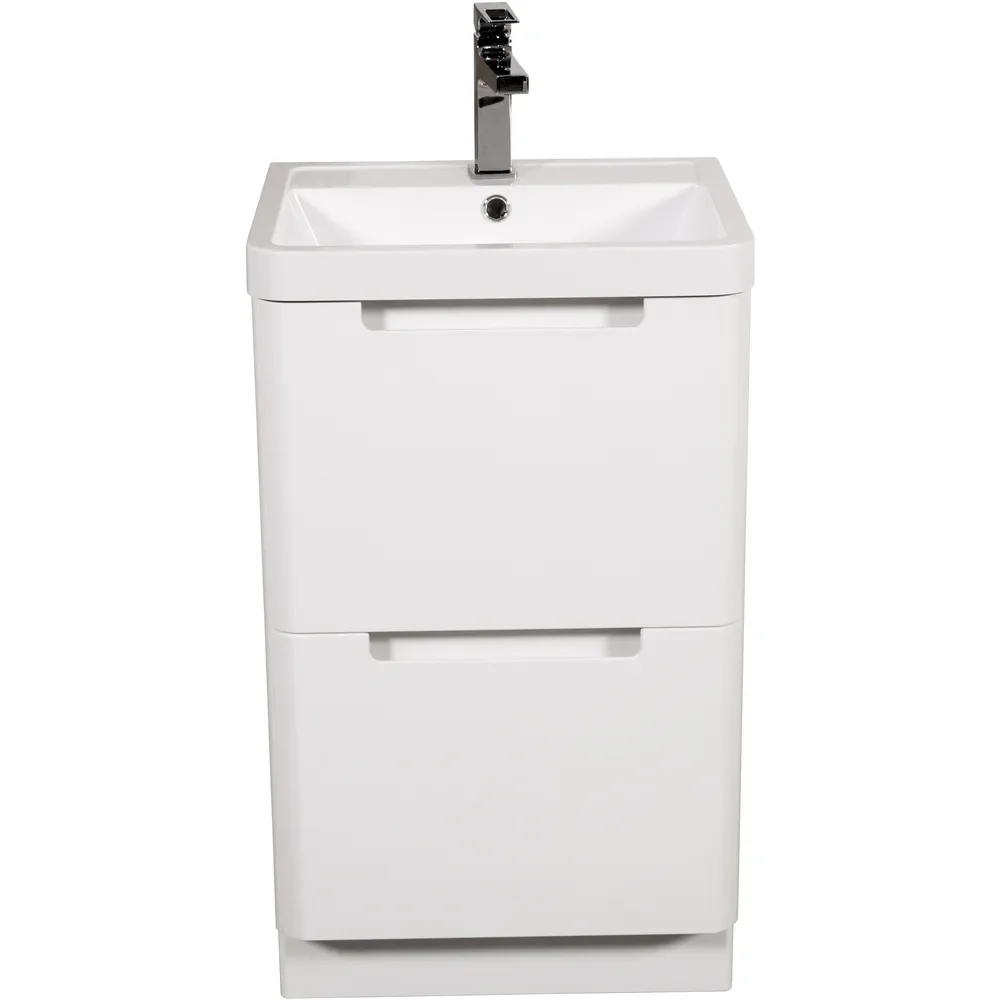 Tailored Monza 500mm White Gloss Vanity Unit with Ceramic Basin