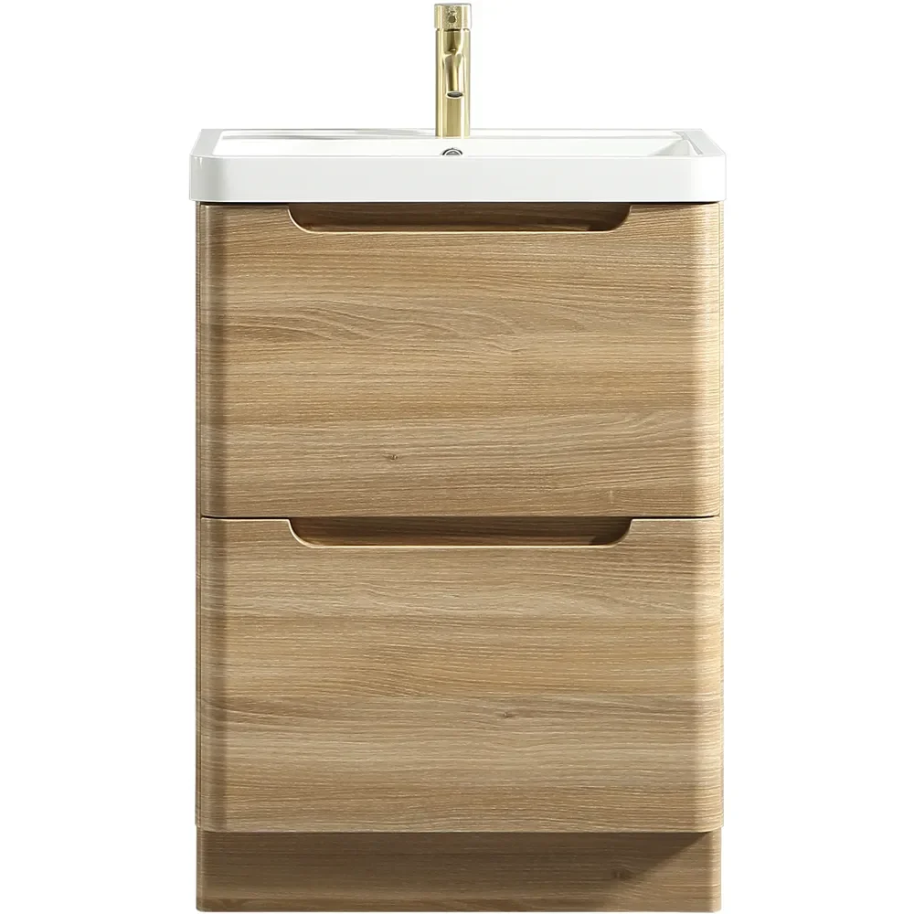 Tailored Monza 600mm Country Oak Vanity Unit with Ceramic Basin