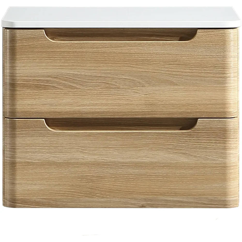 Tailored Monza 600mm Country Oak Wall Hung Vanity Drawer Unit with Countertop