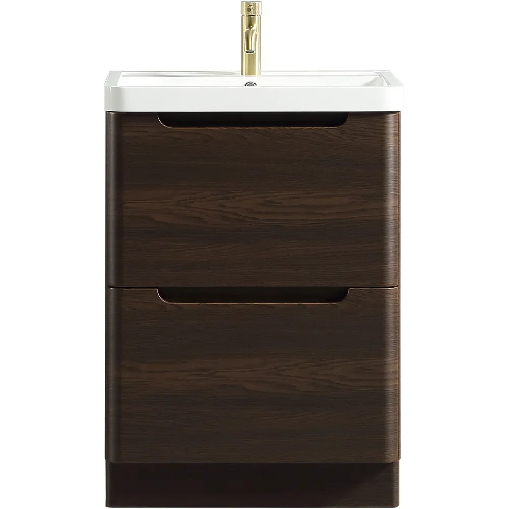 Tailored Monza 600mm Espresso Oak Vanity Unit with Ceramic Basin