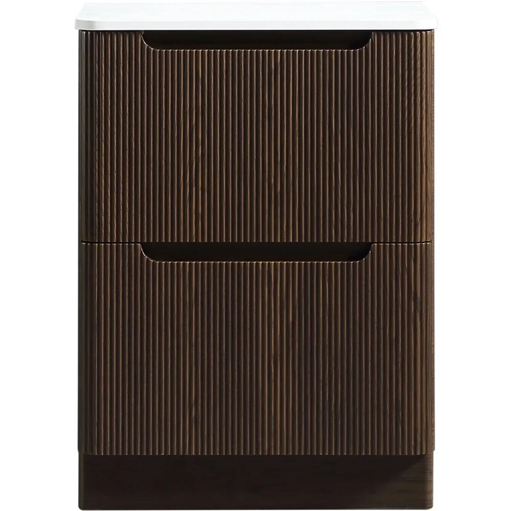 Tailored Monza 600mm Fluted Espresso Oak Vanity Drawer Unit with Countertop