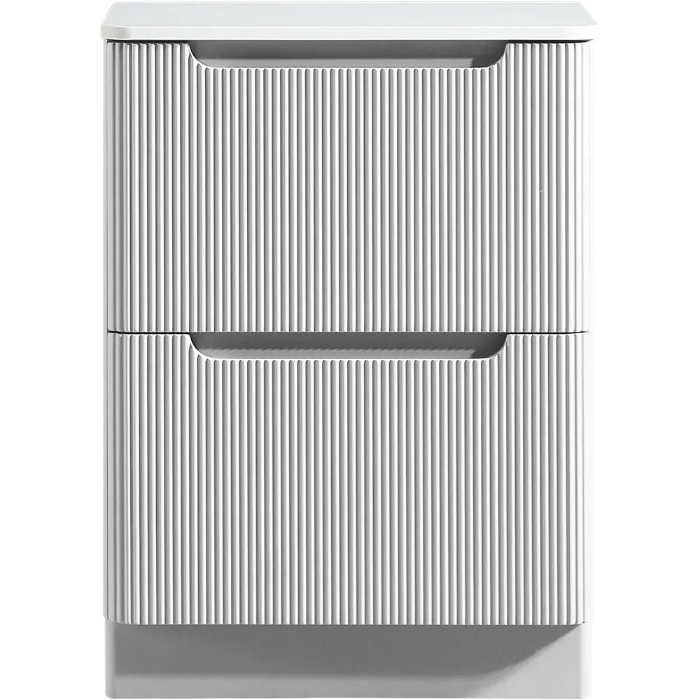 Tailored Monza 600mm Fluted Gloss White Vanity Drawer Unit with Countertop