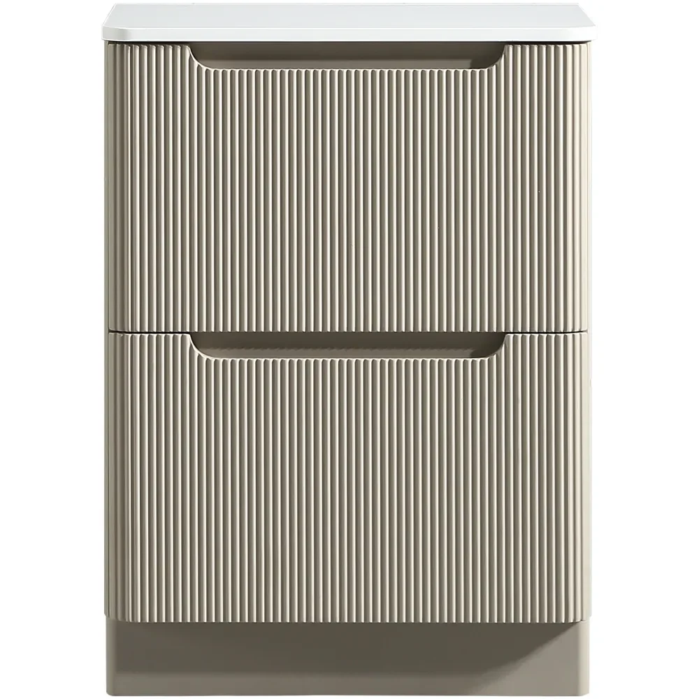 Tailored Monza 600mm Fluted Soft Coffee Vanity Drawer Unit with Countertop