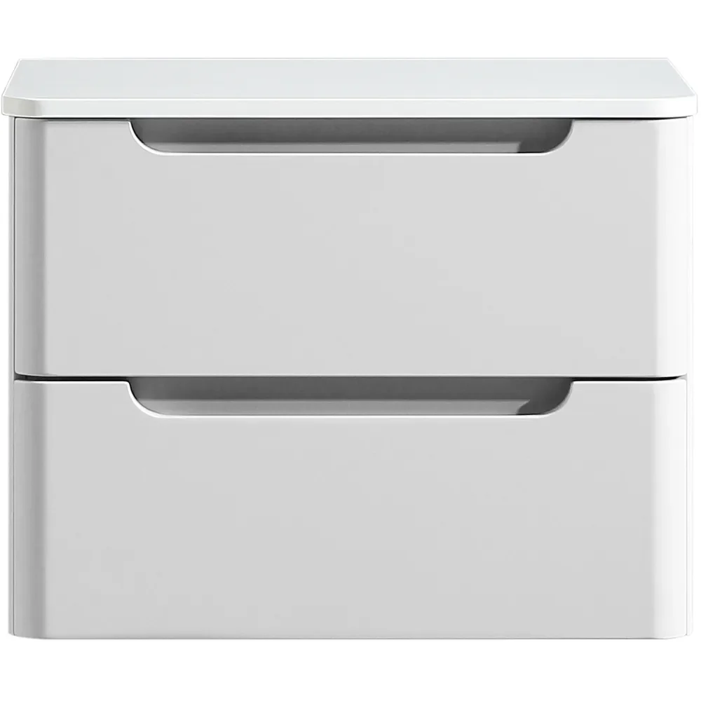 Tailored Monza 600mm Gloss White Wall Hung Vanity Drawer Unit with Countertop