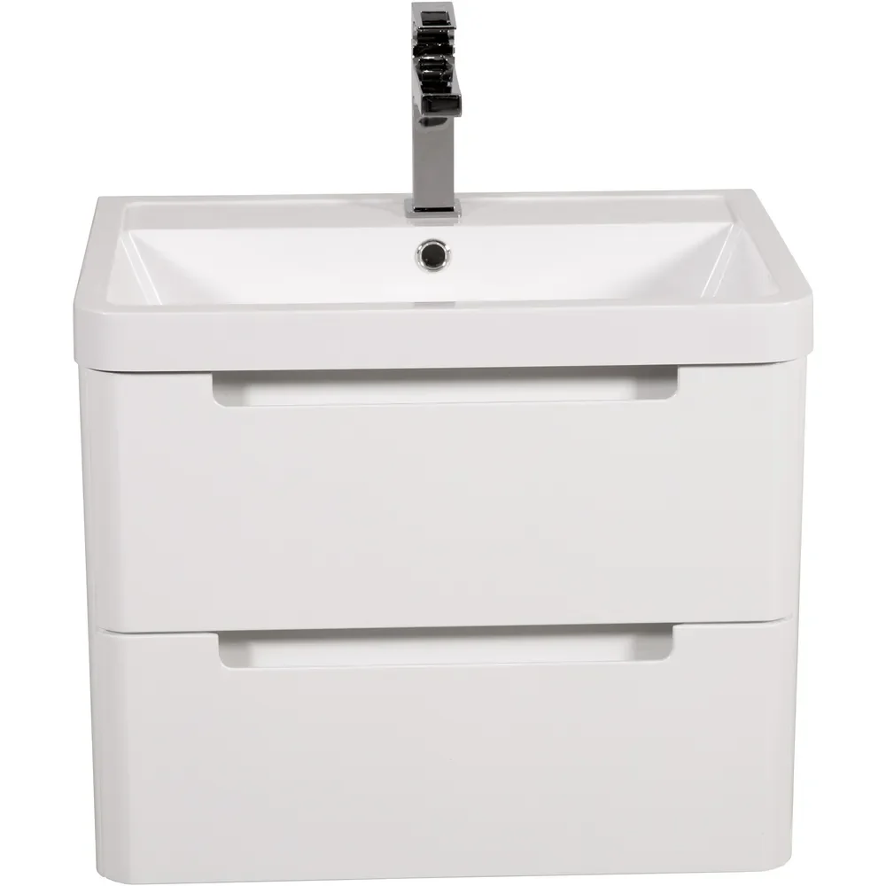 Tailored Monza 600mm Gloss White Wall Hung Vanity Unit with Basin