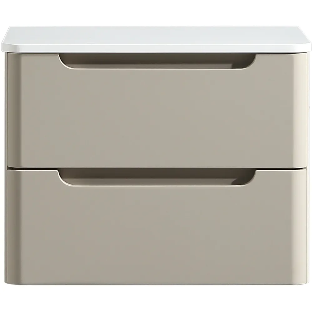 Tailored Monza 600mm Soft Coffee Wall Hung Vanity Drawer Unit with Countertop