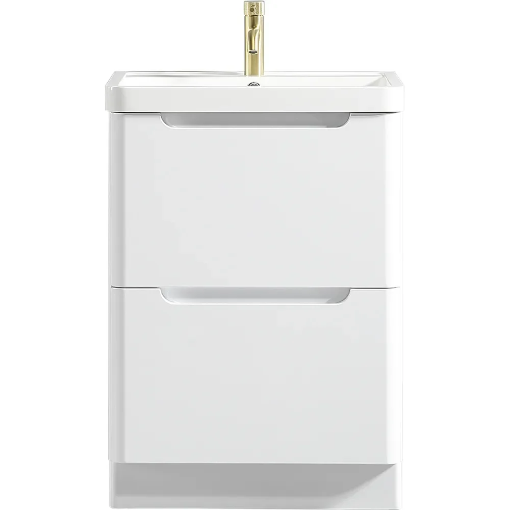 Tailored Monza 600mm White Gloss Vanity Unit with Ceramic Basin