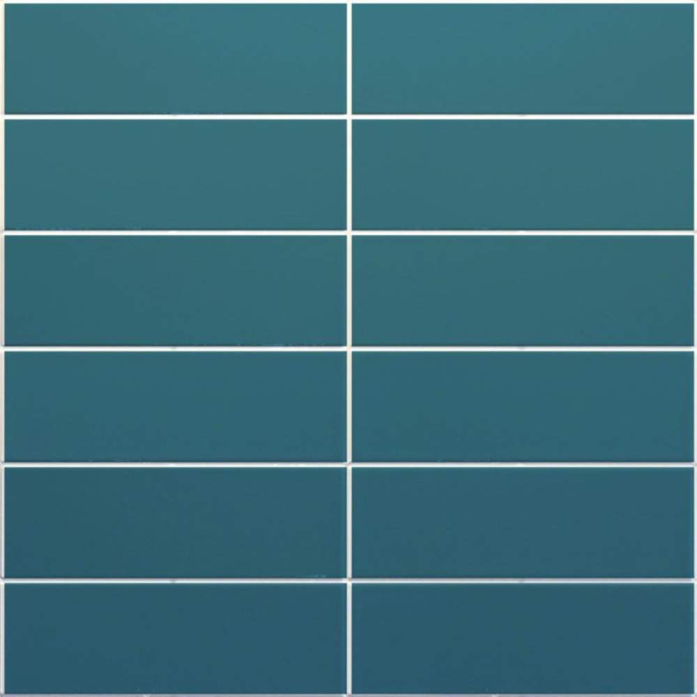 Teal Blue Linear Metro Reflect Tile Wall Panels