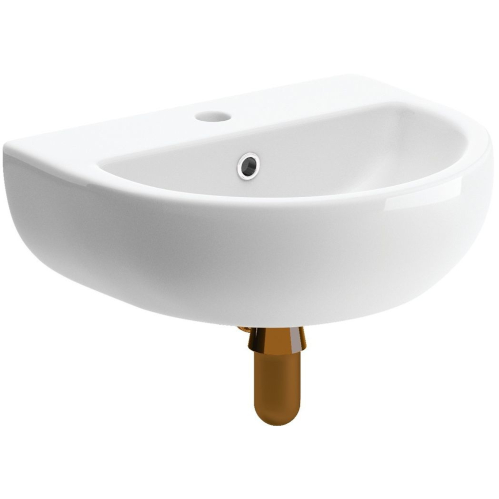 Termond 450 x 400mm Cloakroom Basin and Brushed Bronze Bottle Trap