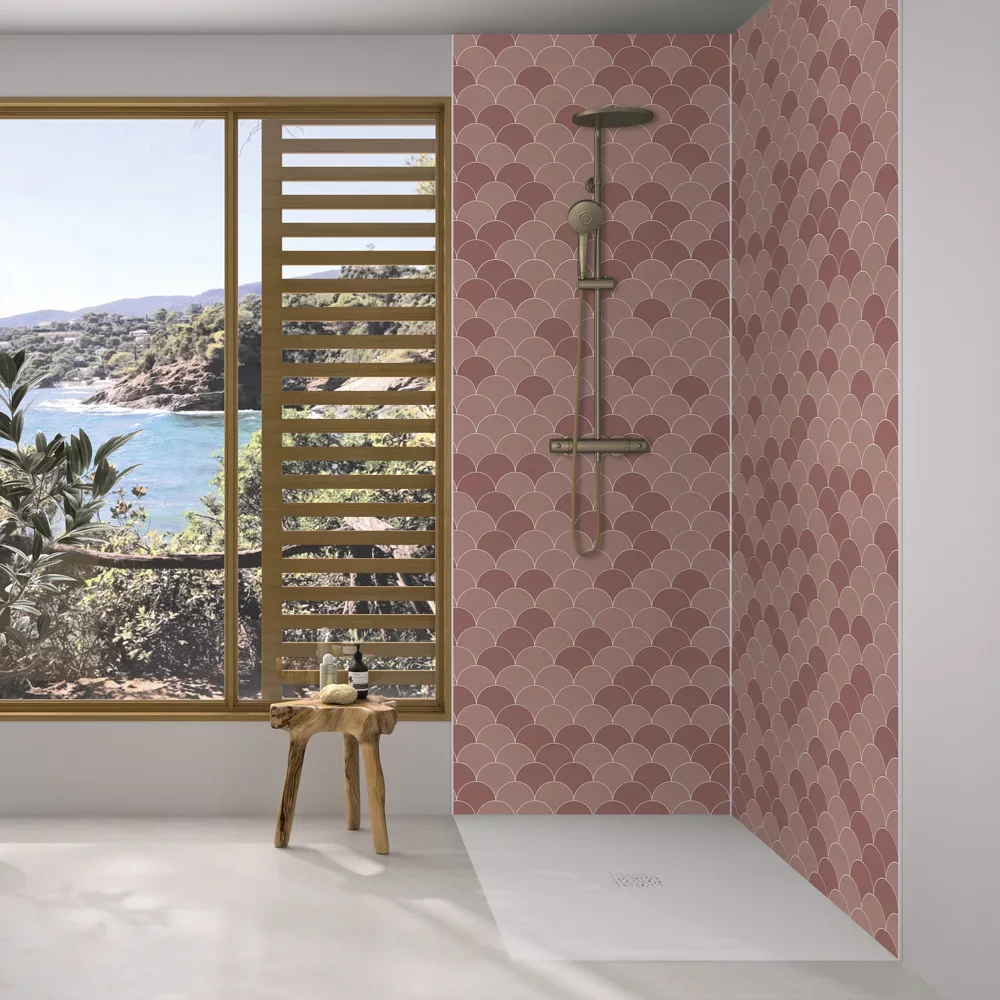 Kinewall Terracotta Scalloped Edge Shower Panel 1500 x 2500mm