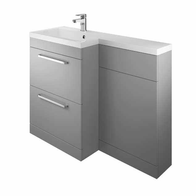 Ash Grey L Shaped Basin & Toilet Combination Unit