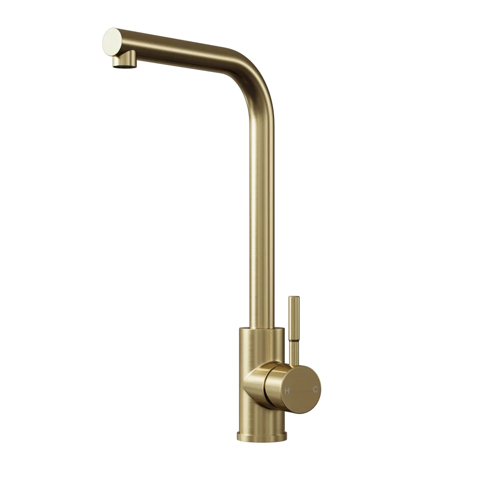 Top-Fix Vito L Neck Brushed Brass Kitchen Mixer Tap