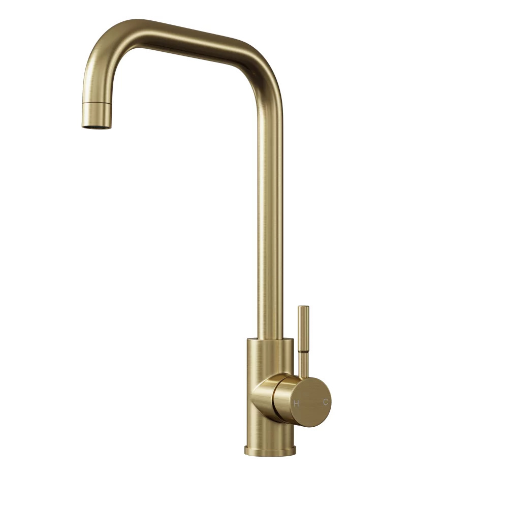 Top-Fix Vito Square Neck Brushed Brass Kitchen Mixer Tap