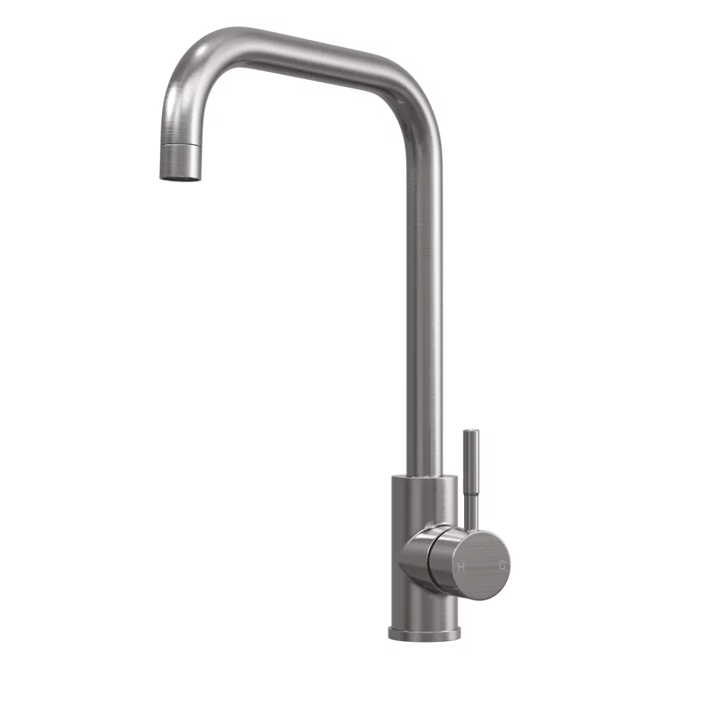 Top-Fix Vito Square Neck Brushed Steel Kitchen Mixer Tap