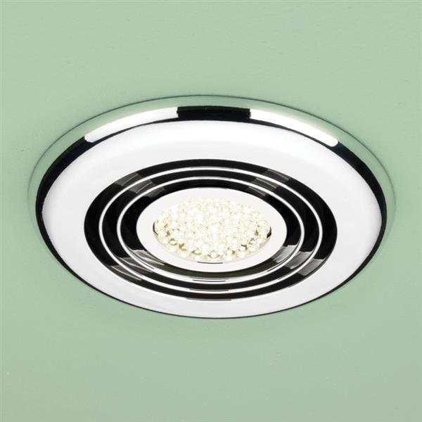 HIB Turbo - Chrome LED Illuminated Ceiling Bathroom Extractor Fan - Warm White