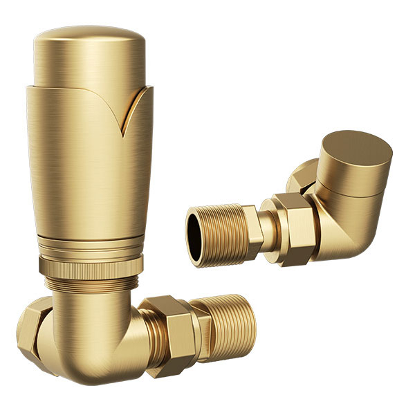 Abacus Brushed Brass Corner Radiator TRV Valve Set