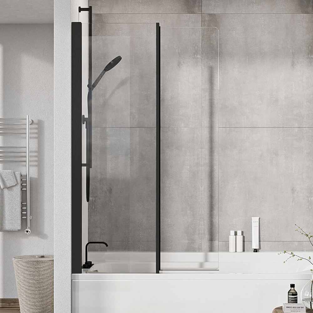 Roman Lumin8 Pivoting Bath Screen - Matt Black Frame