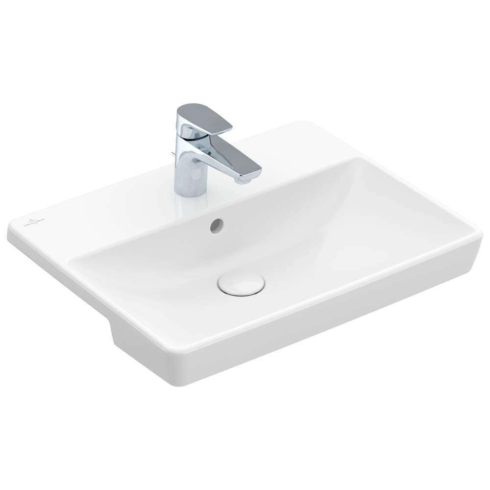 Villeroy & Boch Avento Semi-Recessed Washbasin, 550mm, White Alpin, With Overflow