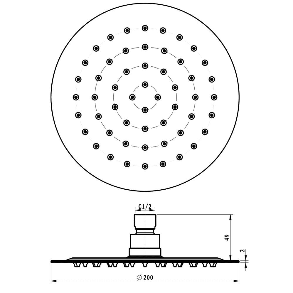 Villeroy & Boch Universal 200mm Round Rain Shower Head Chrome