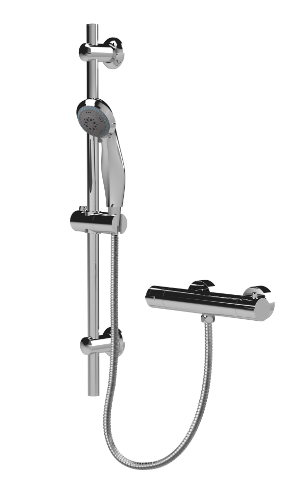 Nuie Choice Chrome Round Bar Shower Valve & Rail Kit