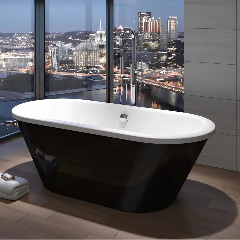Abacus Vessini Freestanding Bath with Black Panel 1700 x 755mm