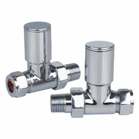 Reina Portland Straight Towel Radiator Valves - Chrome - Pair