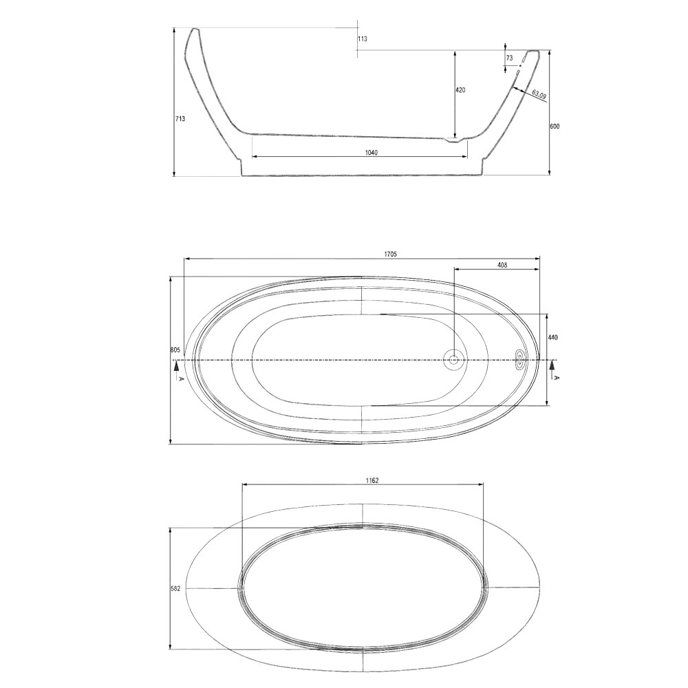 Abacus Varese S Freestanding Bath 1700 x 800mm