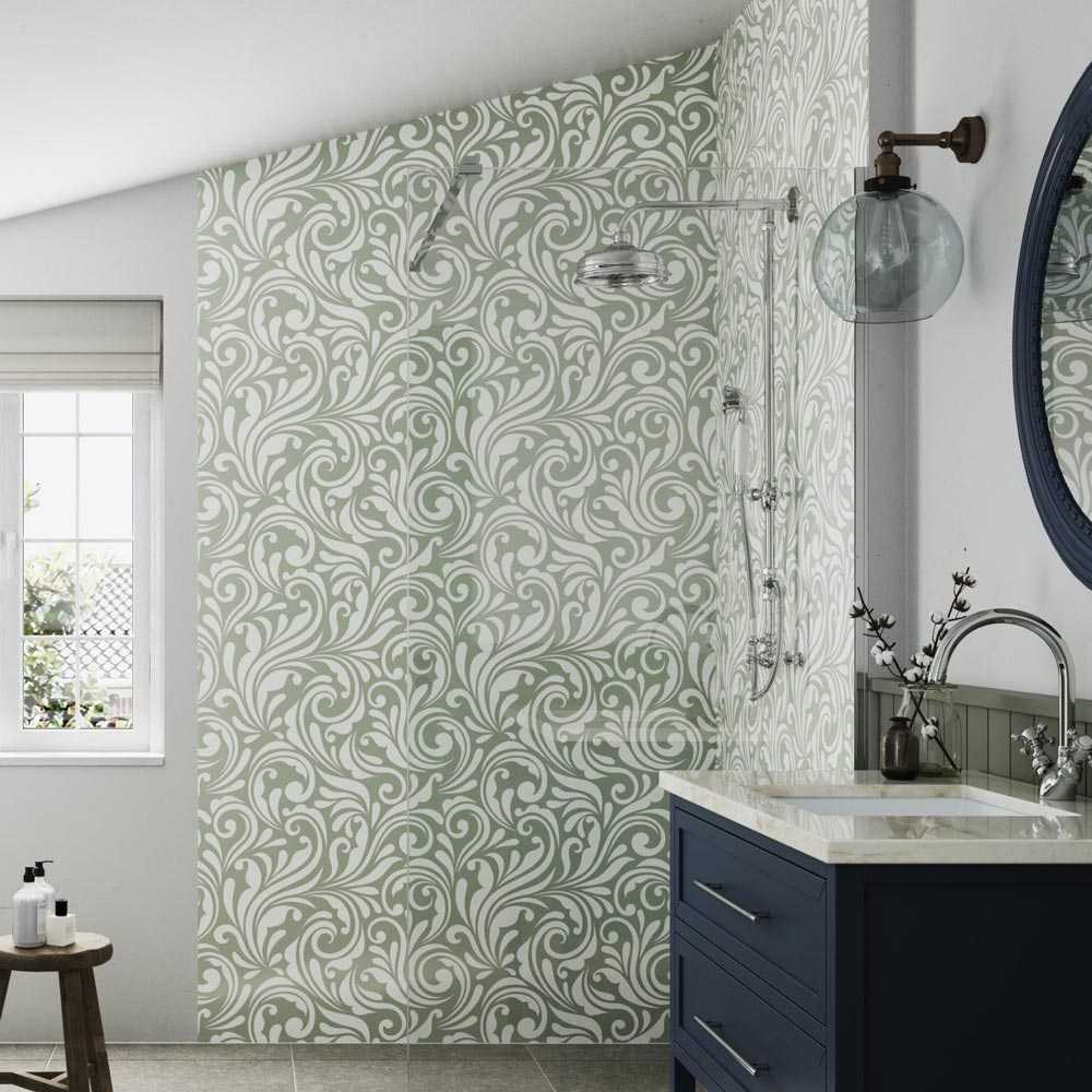 Victorian Floral Sage Showerwall Acrylic Wall Panels