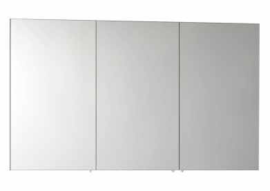 1200mm - Gloss - White Three Door Mirrored Bathroom Cabinet - Vitra