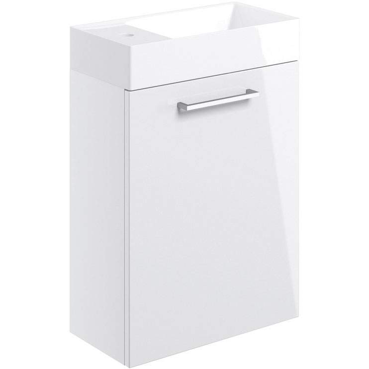 Vouille 410mm White Gloss Wall Hung 1 Door Basin Unit & Basin