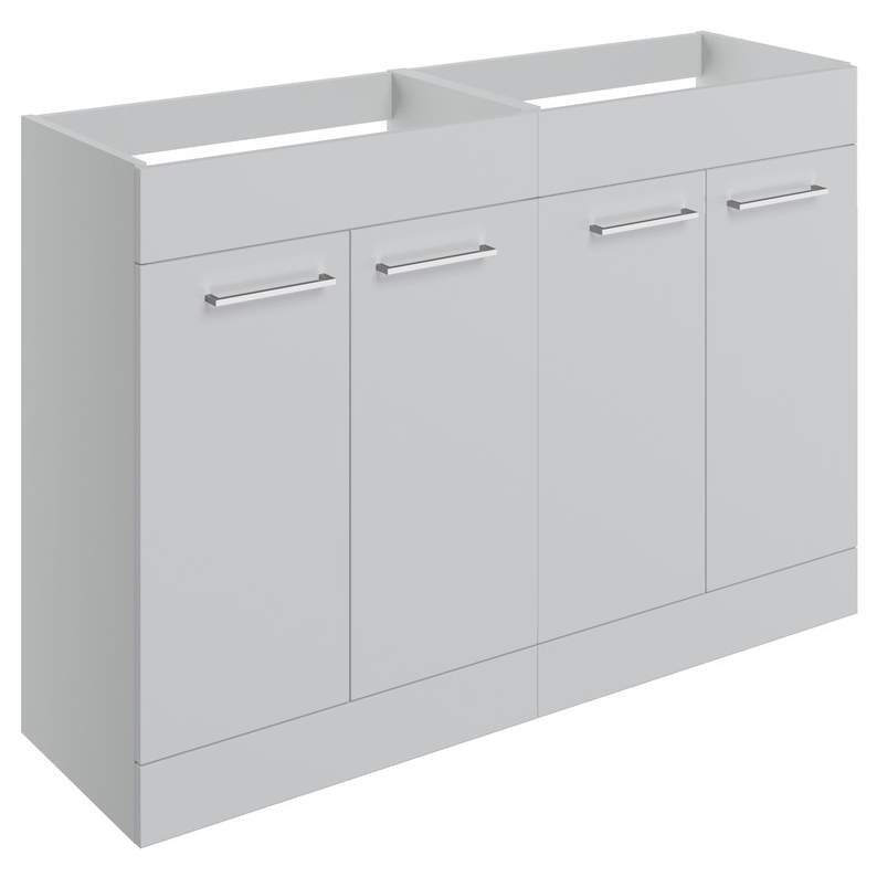 Vouille 1180mm Grey Gloss Floor Standing 4 Door Basin Unit Run (No Top)