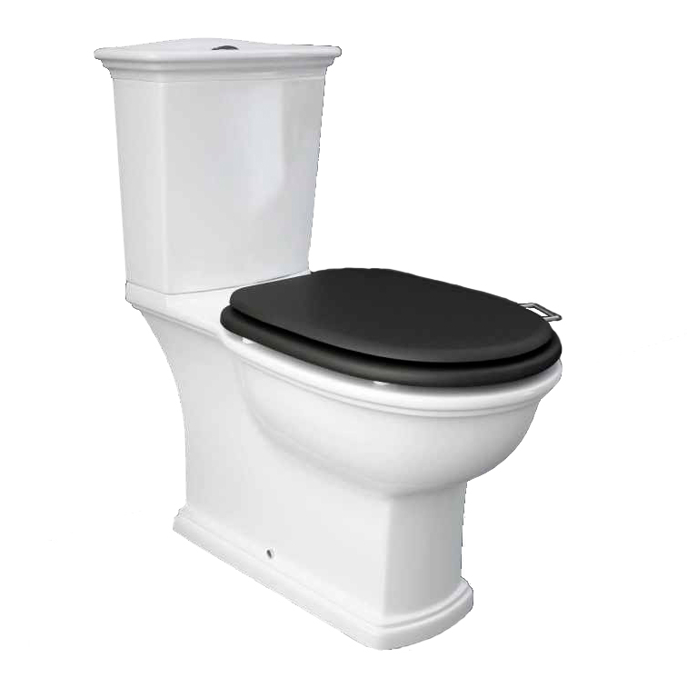 Washington Close Coupled Open Back Push Button Flush WC with Soft Close Seat Black - RAK Ceramics