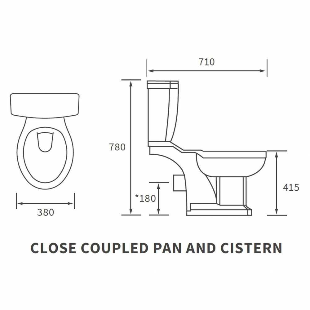 Shetland Closed Coupled Toilet & Satin White Wood Effect Seat