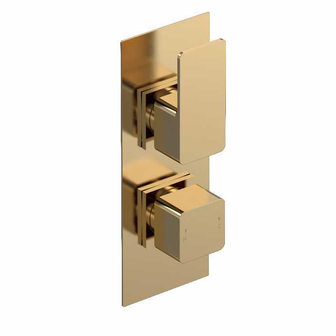 Windon Brushed Brass Twin Concealed Shower Valve (Medium Pressure) - Single Outlet - Nuie