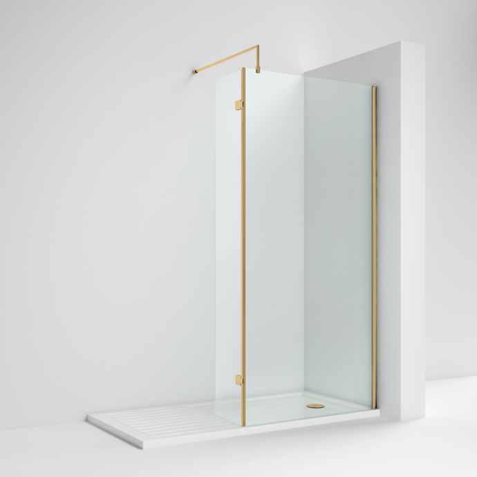 Nuie 700 Brushed Brass Walk In Shower Screen